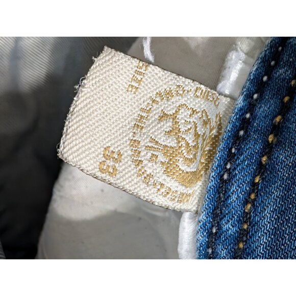 Diesel x Adidas Jeans Mens 33x28 Denim Blue Distressed Faded Raw Hem - Picture 9 of 12